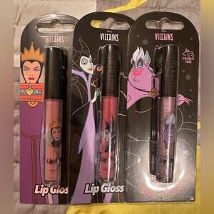 NIB Disney Villains Lip Gloss SET Evil Queen Maleficent & Ursula